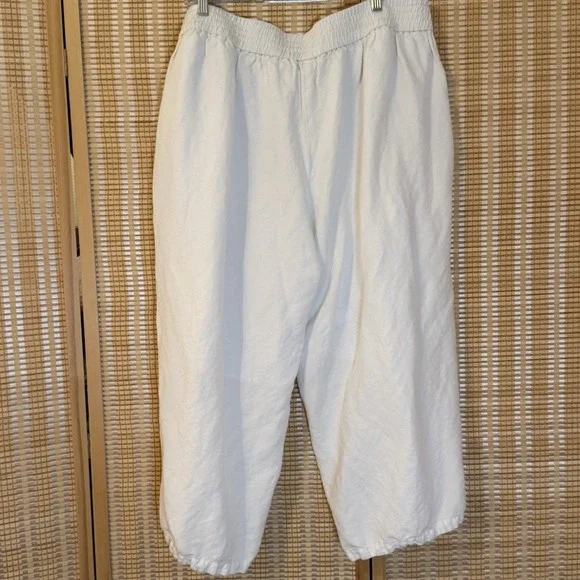 Lane Bryant Womens 22/24 Linen Blend Pants White Beach Coastal Resort Bohemian - Picture 4 of 10